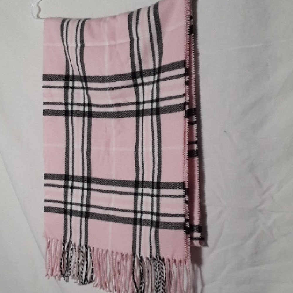 Pink and Black Plaid Women's Scarf